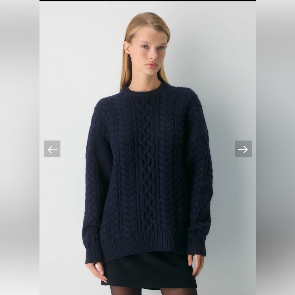Aritzia heritage knit sweater dark navy blue admiral (XL) BNWT Fisherman Core